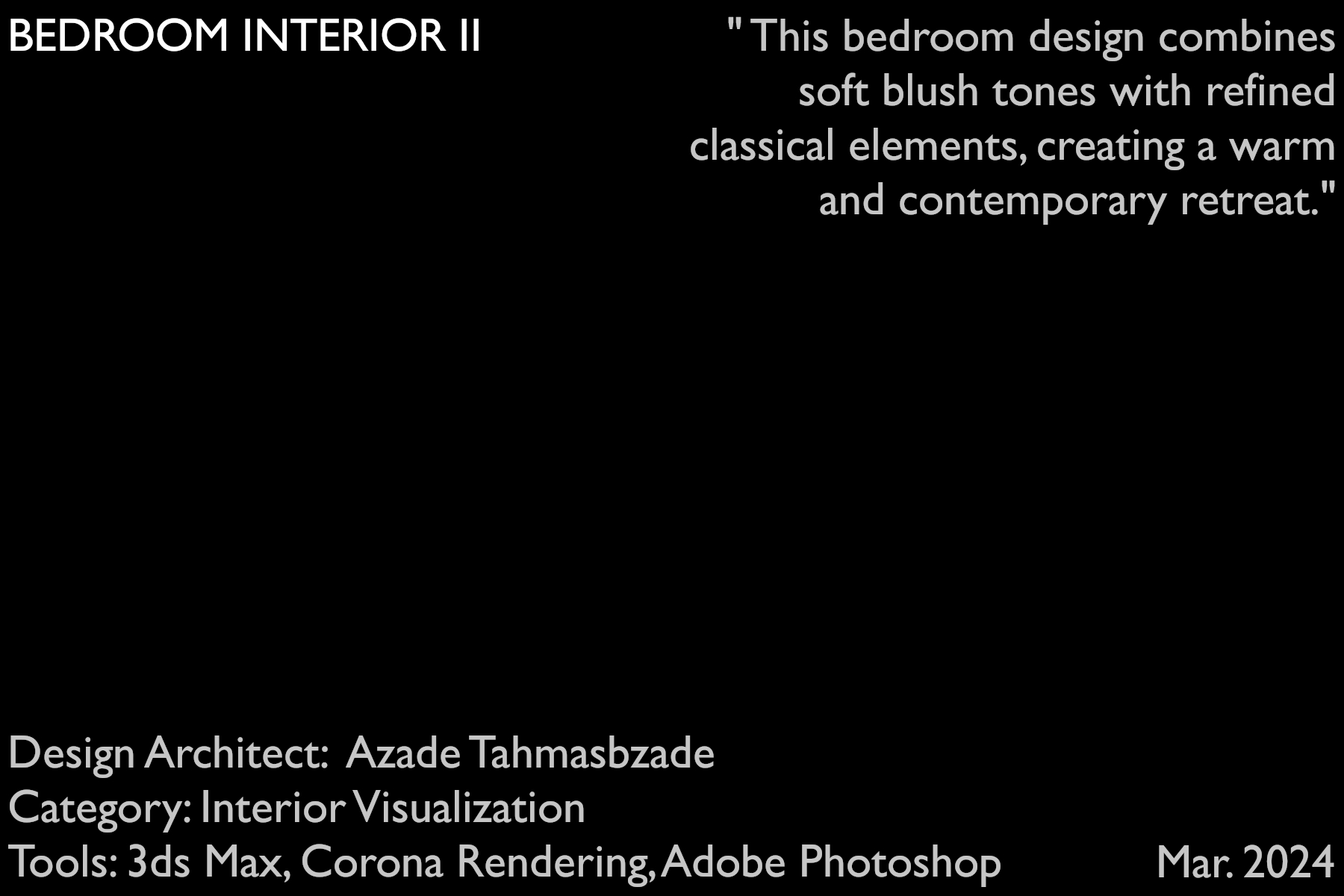 architectural 3d visualization by Keneti studio. interior render of a modern luxury bedroom. project information.
